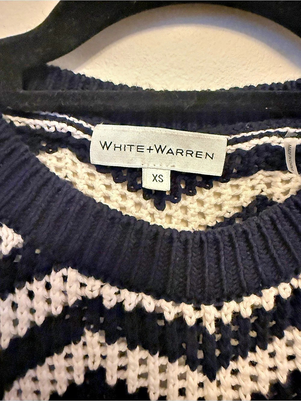 White + Warren Chevron Cotton Sweater Size XS - Picture 3 of 6